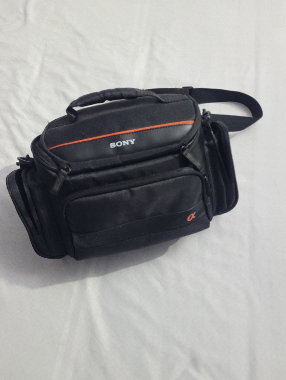 Sony Black Camera Bag with Orange Trim